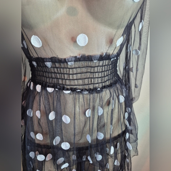 Livie & Luca Black Sheer Polka Dot Dress - Picture 7 of 7